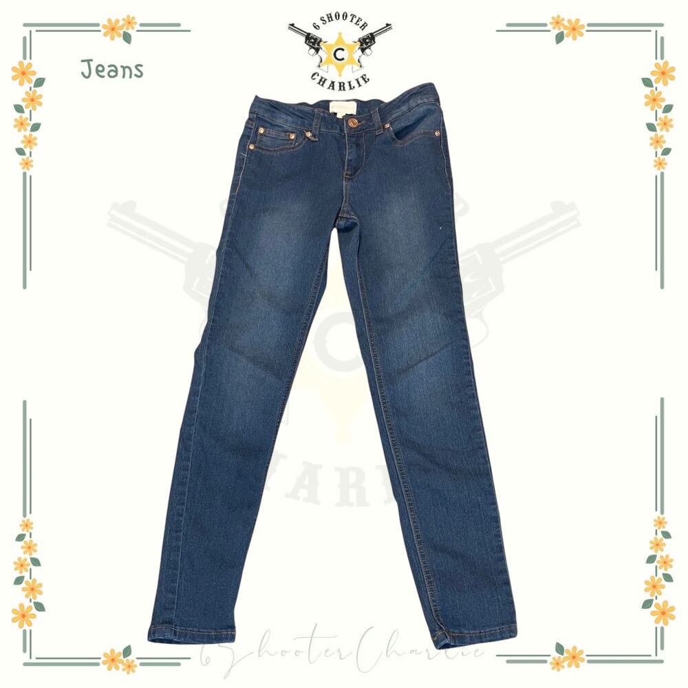 BCBG Girls Jeans Size 10 Blue Denim Low Rise Dark Wash Straight Leg